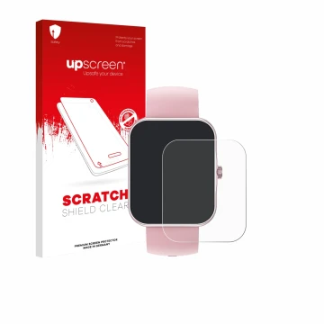 Parte frontal de un envase de producto con el logotipo de la marca upscreen. Al lado se muestra el dispositivo Ucani S80K 1.83