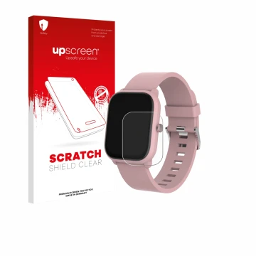 Parte frontal de un envase de producto con el logotipo de la marca upscreen. Al lado se muestra el dispositivo Denver SWK-120R