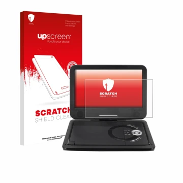 Parte frontal de un envase de producto con el logotipo de la marca upscreen. Al lado se muestra el dispositivo Soundmaster PDB