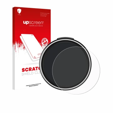 Parte frontal de un envase de producto con el logotipo de la marca upscreen. Al lado se muestra el dispositivo OOONO CO-Driver