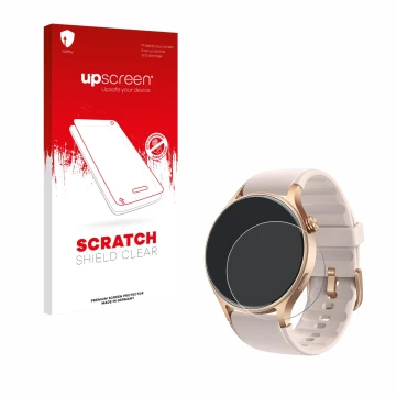 Parte frontal de un envase de producto con el logotipo de la marca upscreen. Al lado se muestra el dispositivo aeac AR01 1.32