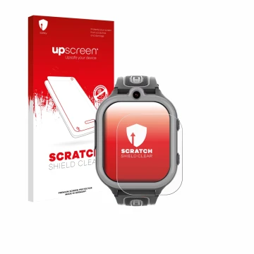 Parte frontal de un envase de producto con el logotipo de la marca upscreen. Al lado se muestra el dispositivo Valdus DF91 con