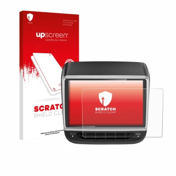 Parte frontal de un envase de producto con el logotipo de la marca upscreen. Al lado se muestra el dispositivo Tlyard T10 con 