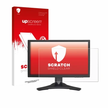 Parte frontal de un envase de producto con el logotipo de la marca upscreen. Al lado se muestra el dispositivo Hanns.G HP227 c