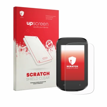Parte frontal de un envase de producto con el logotipo de la marca upscreen. Al lado se muestra el dispositivo igpsport BSC100