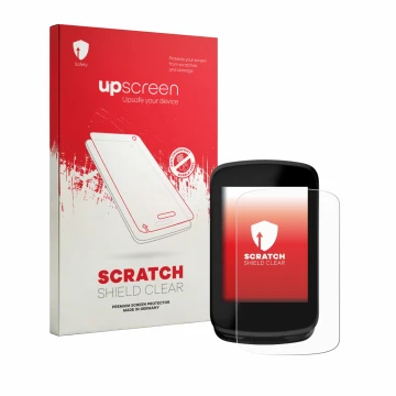 Parte frontal de un envase de producto con el logotipo de la marca upscreen. Al lado se muestra el dispositivo Magene C606 V2 