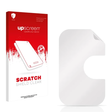 Parte frontal de un envase de producto con el logotipo de la marca upscreen. Al lado está el protector de pantalla correspondi