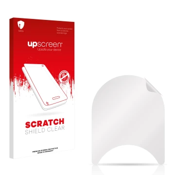 Parte frontal de un envase de producto con el logotipo de la marca upscreen. Al lado está el protector de pantalla correspondi