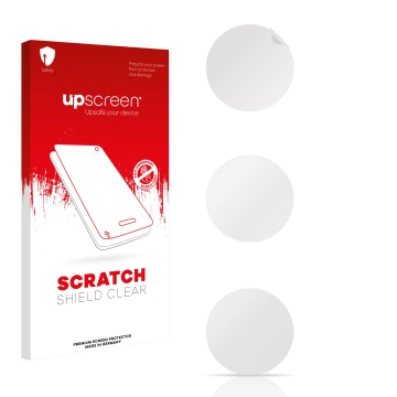 Parte frontal de un envase de producto con el logotipo de la marca upscreen. Al lado está el protector de pantalla correspondi