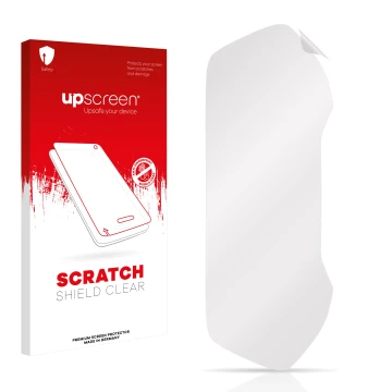 Parte frontal de un envase de producto con el logotipo de la marca upscreen. Al lado está el protector de pantalla correspondi