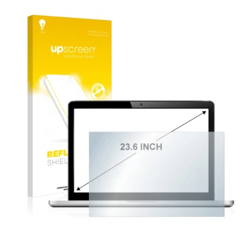 Parte frontal de un envase de producto con el logotipo de la marca upscreen. Al lado se muestra el dispositivo con su protecto
