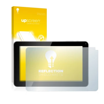 Parte frontal de un envase de producto con el logotipo de la marca upscreen. Al lado se muestra el dispositivo Kliver Klipad 9