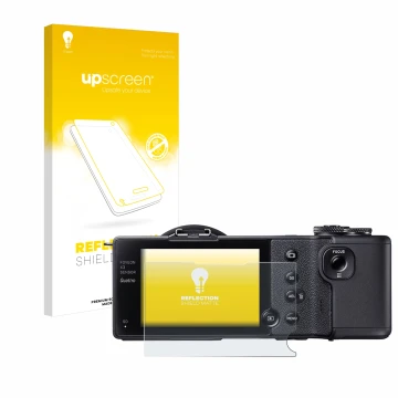 Parte frontal de un envase de producto con el logotipo de la marca upscreen. Al lado se muestra el dispositivo Sigma dp2 Quatt