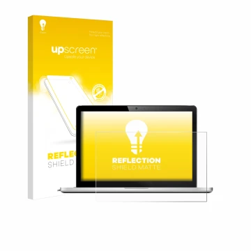 Parte frontal de un envase de producto con el logotipo de la marca upscreen. Al lado se muestra el dispositivo con su protecto