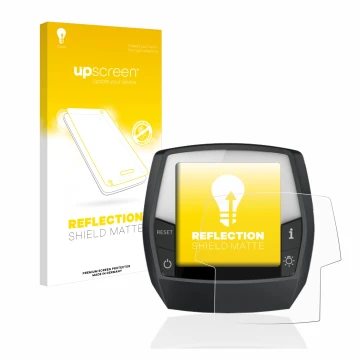 Parte frontal de un envase de producto con el logotipo de la marca upscreen. Al lado se muestra el dispositivo Bosch Intuvia P