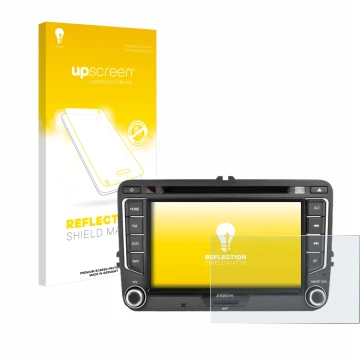 Parte frontal de un envase de producto con el logotipo de la marca upscreen. Al lado se muestra el dispositivo Zenec E>Go 7