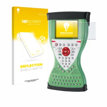 Parte frontal de un envase de producto con el logotipo de la marca upscreen. Al lado se muestra el dispositivo Leica Viva Cont