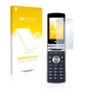 Parte frontal de un envase de producto con el logotipo de la marca upscreen. Al lado se muestra el dispositivo LG Wine Smart H