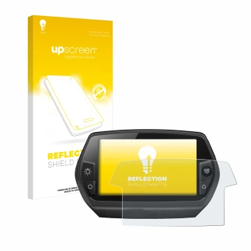 Parte frontal de un envase de producto con el logotipo de la marca upscreen. Al lado se muestra el dispositivo Bosch Nyon 2014