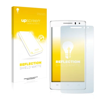 Parte frontal de un envase de producto con el logotipo de la marca upscreen. Al lado se muestra el dispositivo THL 2015 con su