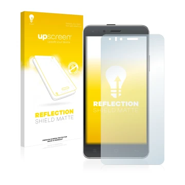 Parte frontal de un envase de producto con el logotipo de la marca upscreen. Al lado se muestra el dispositivo Kodak IM5 con s