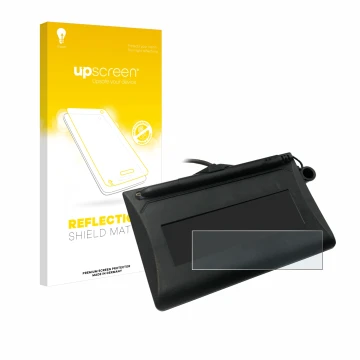 Parte frontal de un envase de producto con el logotipo de la marca upscreen. Al lado se muestra el dispositivo Topaz T-LBK460-
