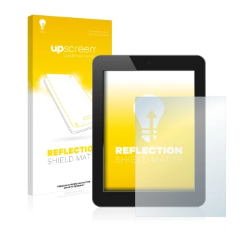 Parte frontal de un envase de producto con el logotipo de la marca upscreen. Al lado se muestra el dispositivo con su protecto