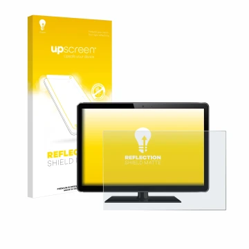 Parte frontal de un envase de producto con el logotipo de la marca upscreen. Al lado se muestra el dispositivo con su protecto