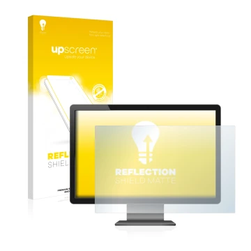 Parte frontal de un envase de producto con el logotipo de la marca upscreen. Al lado se muestra el dispositivo con su protecto