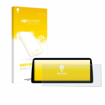 Parte frontal de un envase de producto con el logotipo de la marca upscreen. Al lado se muestra el dispositivo BMW Professiona