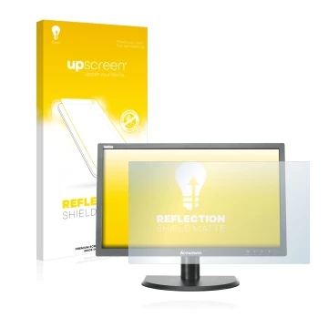 Parte frontal de un envase de producto con el logotipo de la marca upscreen. Al lado se muestra el dispositivo Lenovo LT2323p 