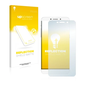 Parte frontal de un envase de producto con el logotipo de la marca upscreen. Al lado se muestra el dispositivo LeTV Le 1 Pro X