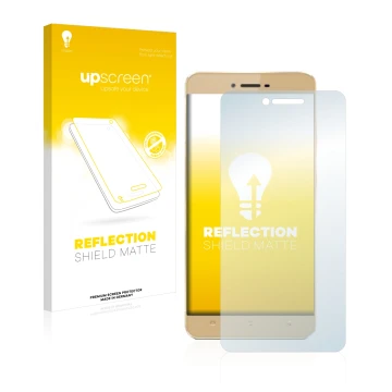 Parte frontal de un envase de producto con el logotipo de la marca upscreen. Al lado se muestra el dispositivo Allview X3 Soul