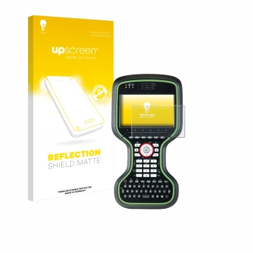 Parte frontal de un envase de producto con el logotipo de la marca upscreen. Al lado se muestra el dispositivo Leica CS20 3.75