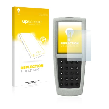Parte frontal de un envase de producto con el logotipo de la marca upscreen. Al lado se muestra el dispositivo Vectron POS Mob