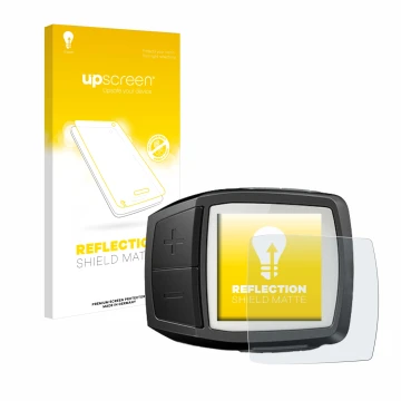 Parte frontal de un envase de producto con el logotipo de la marca upscreen. Al lado se muestra el dispositivo Bosch Purion co