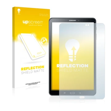 Parte frontal de un envase de producto con el logotipo de la marca upscreen. Al lado se muestra el dispositivo Samsung Galaxy 
