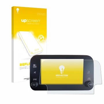 Parte frontal de un envase de producto con el logotipo de la marca upscreen. Al lado se muestra el dispositivo Fiat Tipo 2016-