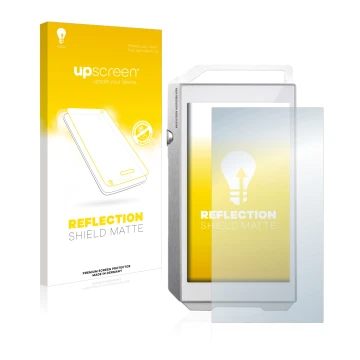 Parte frontal de un envase de producto con el logotipo de la marca upscreen. Al lado se muestra el dispositivo Pioneer XDP-100