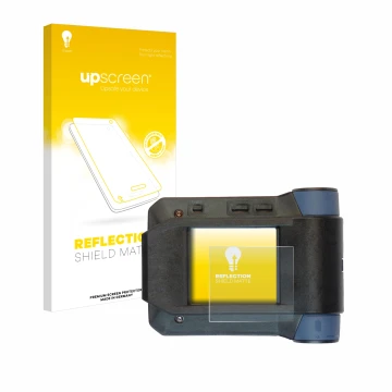 Parte frontal de un envase de producto con el logotipo de la marca upscreen. Al lado se muestra el dispositivo Swissphone s.Qu