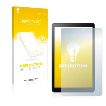 Parte frontal de un envase de producto con el logotipo de la marca upscreen. Al lado se muestra el dispositivo Samsung Galaxy 