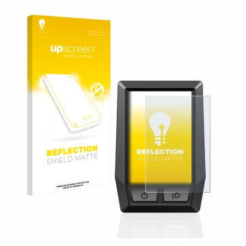 Parte frontal de un envase de producto con el logotipo de la marca upscreen. Al lado se muestra el dispositivo Bosch Kiox con 