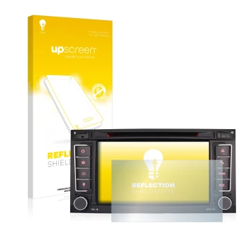 Parte frontal de un envase de producto con el logotipo de la marca upscreen. Al lado se muestra el dispositivo Erisin ES 7856T