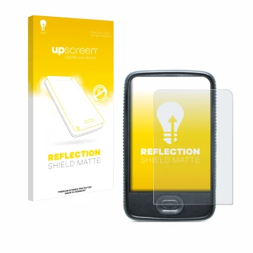 Parte frontal de un envase de producto con el logotipo de la marca upscreen. Al lado se muestra el dispositivo Dexcom G6 Recei