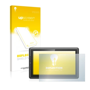 Parte frontal de un envase de producto con el logotipo de la marca upscreen. Al lado se muestra el dispositivo XP-Pen Artist 1