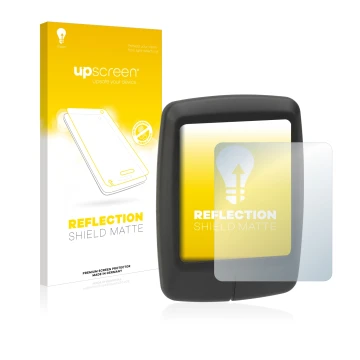 Parte frontal de un envase de producto con el logotipo de la marca upscreen. Al lado se muestra el dispositivo Specialized Tur