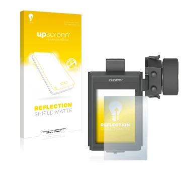 Parte frontal de un envase de producto con el logotipo de la marca upscreen. Al lado se muestra el dispositivo FlySky FS-NB4 c