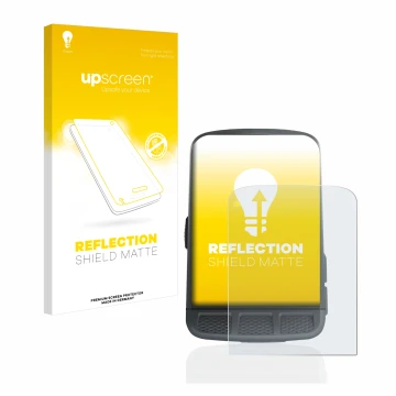 Parte frontal de un envase de producto con el logotipo de la marca upscreen. Al lado se muestra el dispositivo Wahoo Elemnt Ro