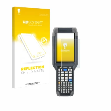 Parte frontal de un envase de producto con el logotipo de la marca upscreen. Al lado se muestra el dispositivo Honeywell Dolph