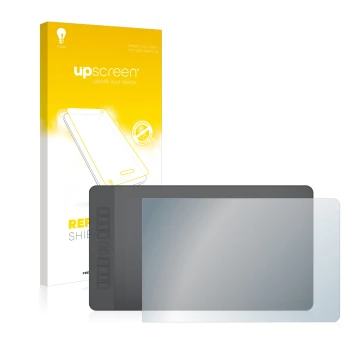 Parte frontal de un envase de producto con el logotipo de la marca upscreen. Al lado se muestra el dispositivo Gaomon PD1560 c